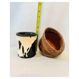 Pottery Vase Leather Dï¿½cor SW Native American Art