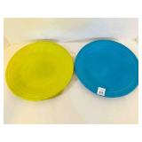 2 Fiesta Dinner Plates 10.5" Chartreuse Blue