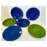 5 Fiesta Salad Plates 9 3/8" Cobalt Blue Dark Gree