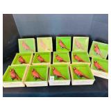 14 Red Cardinal Hallmark Clip-on Tree Ornaments in