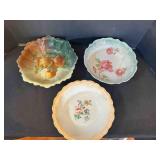 3 Larger Floral Serving Bowls, largest 10", rose b