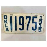 1915 Oklahoma License Plate--looks like it is pain