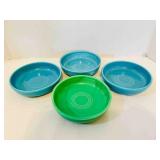 4 Fiesta Cereal Bowls 6" 3 blue 1 green