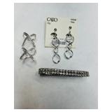 Silver tone Dangle earrings, stretch Rhinestone br