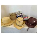 6 Ladies Outdoor Sun Hats-Straw, Visor, Cap