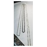 3 LONG Silver tone Chains--great for doubling