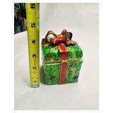 Christmas Gift Ceramic Hinged Trinket Box 4" tall