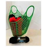13 Skeins of Yarn in Plastic Basket