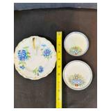 Lemon Server Plate, 2 Porcelain Butter Pats Made i