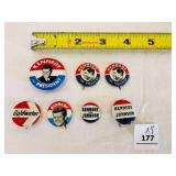 7 JFK John Kennedy Presidentail Campaign Buttons