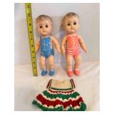 2 Rubber Squeaker dolls 1956 The Sunshine Rubber C