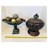 Large Pottery Vase w/lid, Oval Resin Pedestal w/