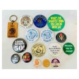 16 Assorted Buttons, Chemical & Atomic Union 1967