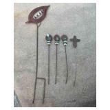 5 Metal & Glass Garden Stakes