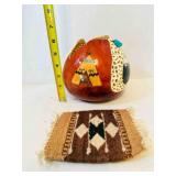 Carved Black Jack Gourd signed JR 2020, Hand paint