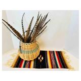 Hand Woven basket w/barb wire hand signed Edana