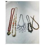 5 Fashion Bead Necklaces-white bib necklace, large