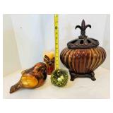 Brown Dï¿½cor Items, Bird, Lidded Vase, Candle, gree