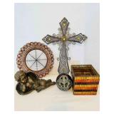 Square Glass Mosaic Vase, Resin Angel, Cross, Orna