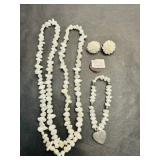 34" Strand Fresh Water Pearls, Earrings & Stretch