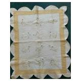 Baby Quilt 40"x32" hand quilted, hand pieced, hand