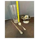 Mid Century Cocktail Mixer w/glass Stirrer, Art Gl
