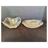2 Clear Glass Serving Bowls-oval 8.5" square 6.5"