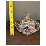Millefiori Art Glass Teapot Paperweight