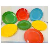 7 Homer Laughlin Harliquin 10" Dinner Plates