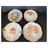 4 Decorative Some hand painted Floral Plates 9"