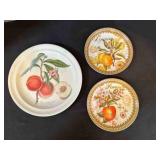4 Decorative Fruit Plates 9" is largest 8..5"