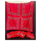 Red Bandana Table Cloth w/4 napkin bandanas