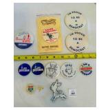 12 Political Party Buttons-Democrat, Libertarian