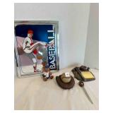 Baseball desk set, Bear Bank, Baseball trinket box