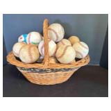 27 Baseballs & Basket-for dï¿½cor or to use