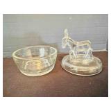 Donkey Lidded Trinket Glass Box-ears are damaged
