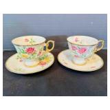 January carnation & June Rose Cups & Saucers Sets