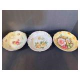 3 Floral Serving Bowls-1 marked Germany, all 8"