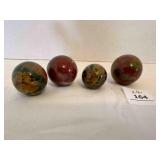 4 Polished Marbles Quartz? Largest are 1.25