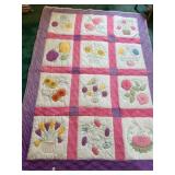 Quilt Machine Pieced, hand Embroidered, Hand Quilt