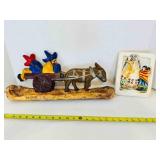 2pcs Vintage Chalkware Wall Dï¿½cor-Peons donkey Car