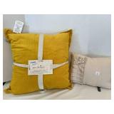 Large Square Corduroy Pillow, Beige Decorative pil
