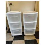 2-3 Drawer Plastic Storage on Wheels-White-