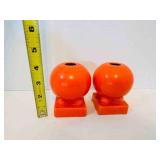 2 Fiesta Bulb Ball Candle Holders in Orange