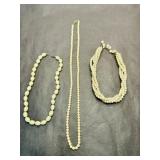 3 Faux Pearl Necklaces-Multi twisted Strand, 2 sin