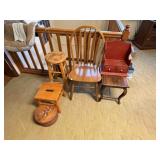 WOODEN CHAIR, STOOLS, WALL MOUNT, SMALL END TABLE