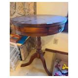 vintage drum table; 20" table top, 27" tall with