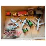 Box of misc. small airplane, tractors,