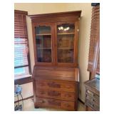 Victorian walnut drop front cabinet;