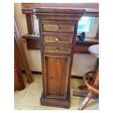 vintage wood and brass pedestal cabinet; 13" x13"